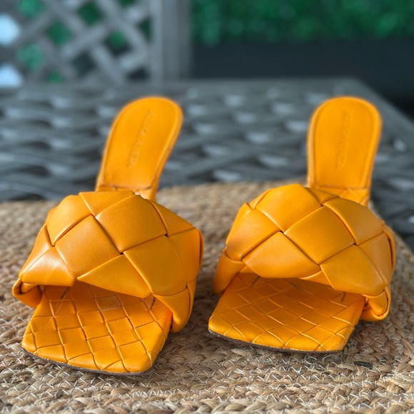 Bottega Veneta Orange Leather Sandals - Picture 1 of 7